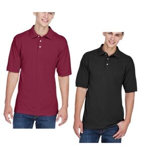 5pcs Mens Harriton cotton polos- black & wine